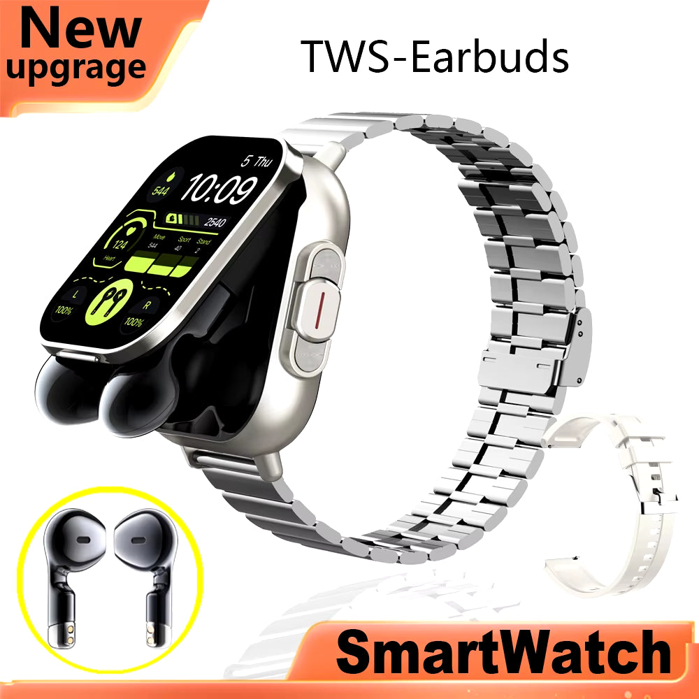 GPS Smart Watch with TWS 2-In-1 Bluetooth Headset, Heart Rate and Blood Pressure Monitoring, Music Playback, and Call Functionality