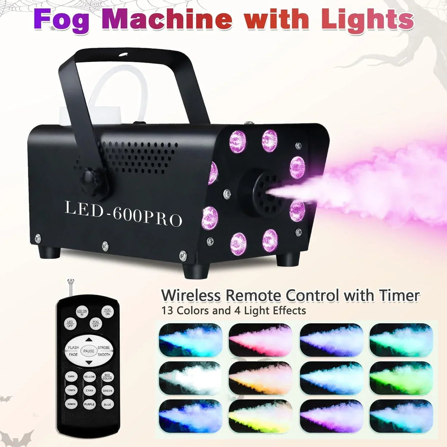 New LED Timer Disco Smoke Machine 500W Remote Dj Halloween Smoke Spraying Equipment Christmas Wedding Party Stage Fog Machine