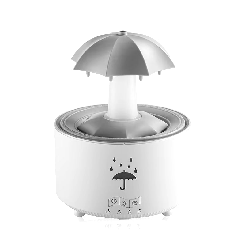 Humidificateur Cloud Rain et diffuseur d’huiles essentielles d’arôme avec télécommande, veilleuse et son de fontaine de bureau pour un usage domestique