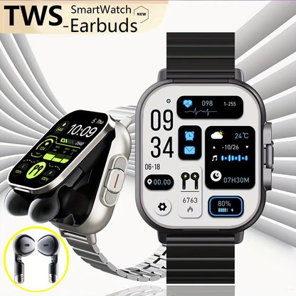 GPS Smart Watch with TWS 2-In-1 Bluetooth Headset, Heart Rate and Blood Pressure Monitoring, Music Playback, and Call Functionality