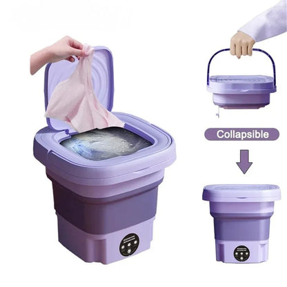 Machine à laver pliable portable compacte de 8 L avec sécheuse rotative pour chaussettes, sous-vêtements et culottes - Mini laveuse domestique