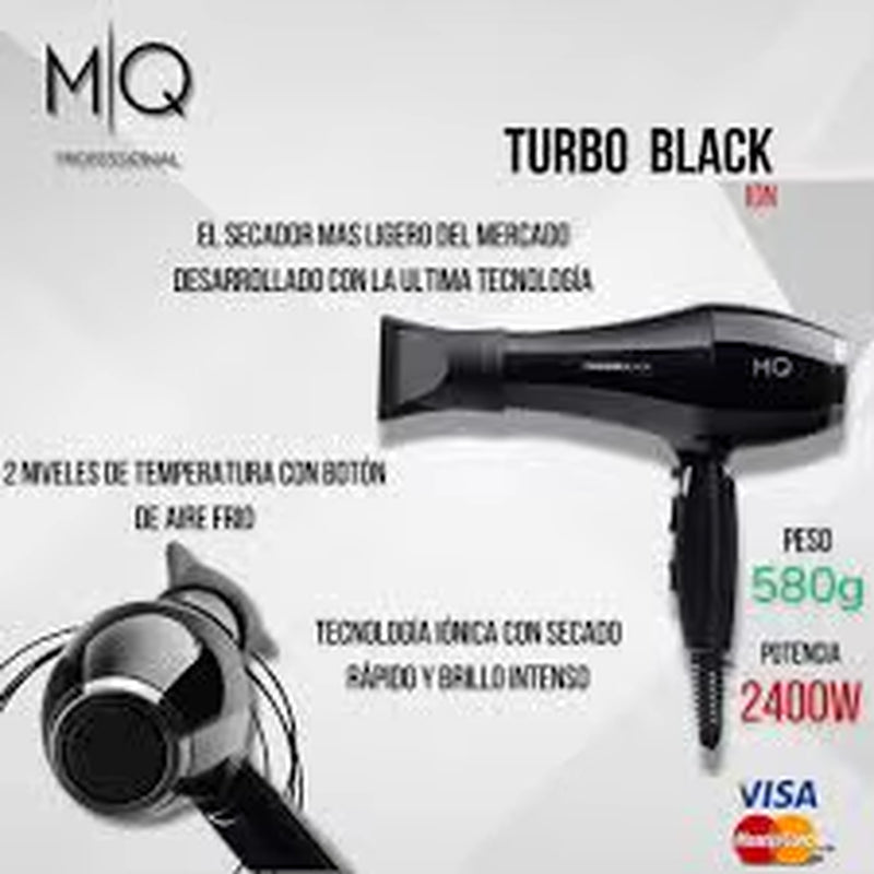 Sèche-cheveux professionnel 2500W Turbo Noir (220 Volts)