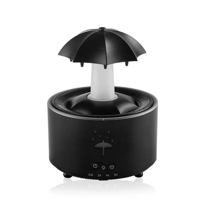 Humidificateur Cloud Rain et diffuseur d’huiles essentielles d’arôme avec télécommande, veilleuse et son de fontaine de bureau pour un usage domestique