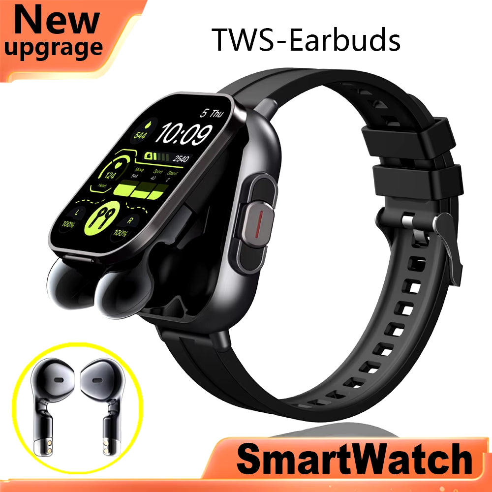 GPS Smart Watch with TWS 2-In-1 Bluetooth Headset, Heart Rate and Blood Pressure Monitoring, Music Playback, and Call Functionality