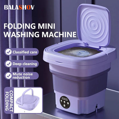 Machine à laver pliable portable compacte de 8 L avec sécheuse rotative pour chaussettes, sous-vêtements et culottes - Mini laveuse domestique