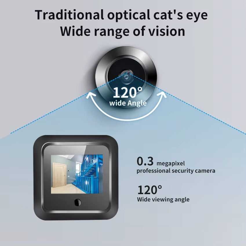 Caméra de visualisation de porte numérique intelligente de 2,4 pouces à 120 ° avec résolution HD et moniteur de sécurité