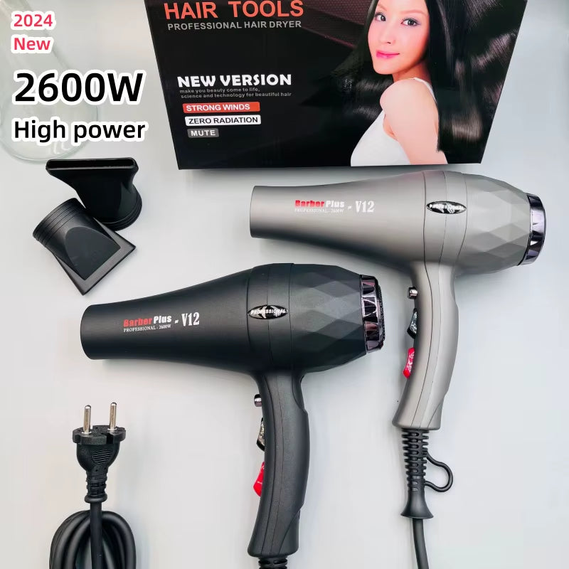 2024 Sèche-cheveux professionnel 2600W pour un séchage et un coiffage rapides, idéal pour une utilisation à la maison et en salon.