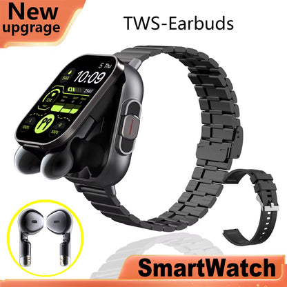 GPS Smart Watch with TWS 2-In-1 Bluetooth Headset, Heart Rate and Blood Pressure Monitoring, Music Playback, and Call Functionality